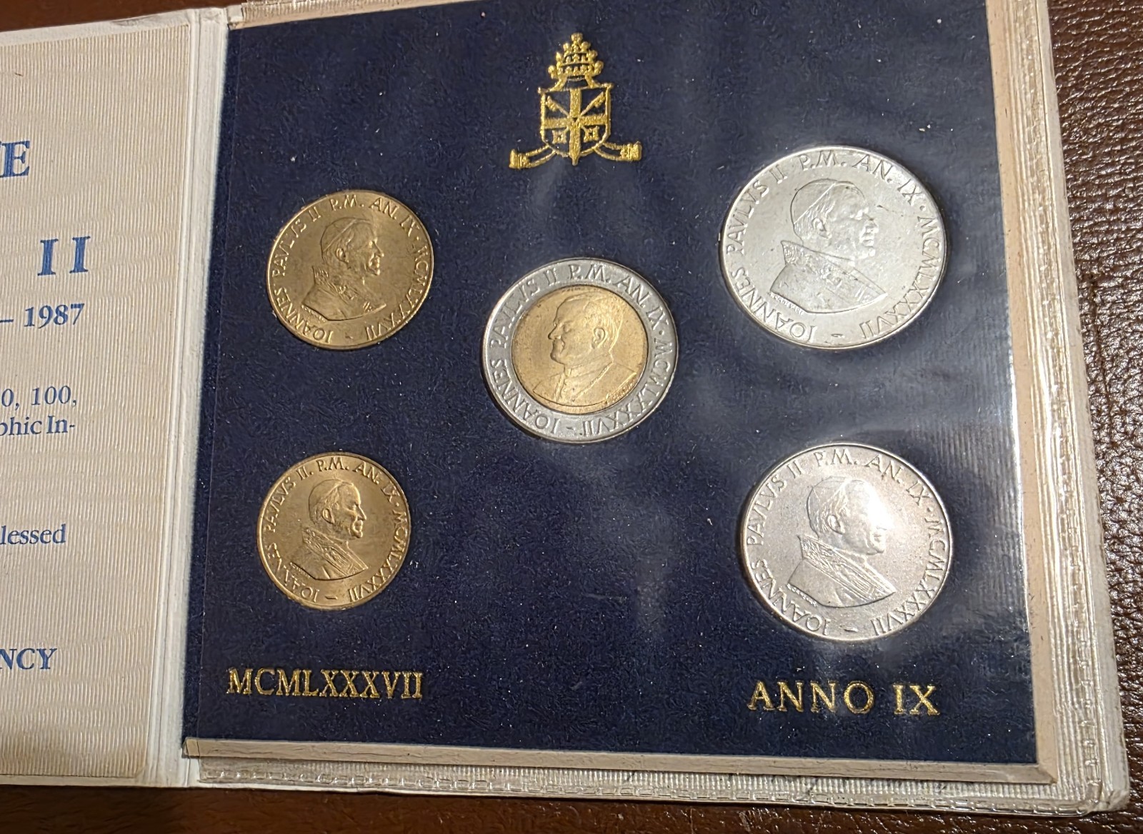 1987 VATICAN CITY POPE JOHN PAUL II UNCIRCULATED SOUVENIR COIN SET 5 ...