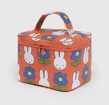 Baggu x Miffy Lunch Bag Large Cosmetic Bag NWT Orange Floral Blue Flowers