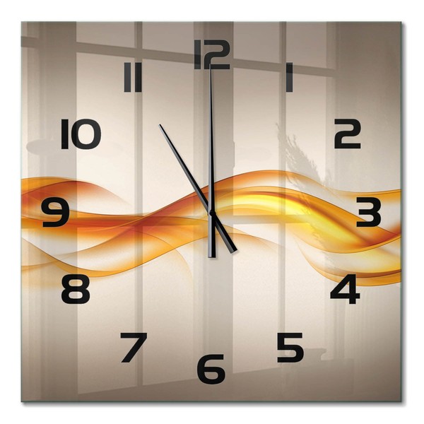 Hochwertige Wanduhr Aus Glas Glasuhr Wellenabstraktion Schwarze Zeiger 60X60 Cm-image