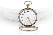 Antique Swiss Silver Pocket Watch Early 1900s 0.800 Silver Case Enamel Dial