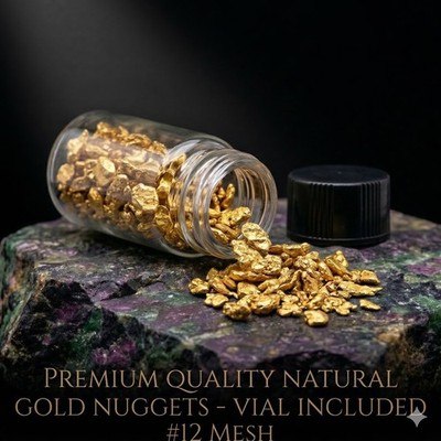 Mineralien NATÜRLICHE GOLD NUGGETS Alaska, USA #12 Mesh