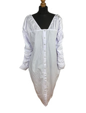Pretty Little Thing Shirt Women's UK Size 16 White Dress Midi Long Sleeve