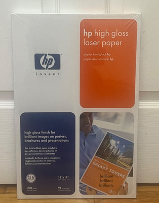 BRAND NEW-HP High Gloss Laser Paper 11''X17'' 95 Brightness 32 Lb 200 sheets