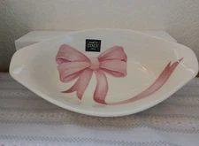 Porcelain Serving Dish With Pink Bow