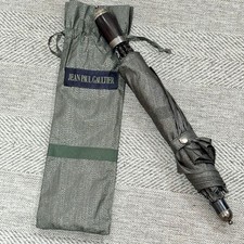 Jean Paul GAULTIER Folding Umbrella Khaki Stripe Lam