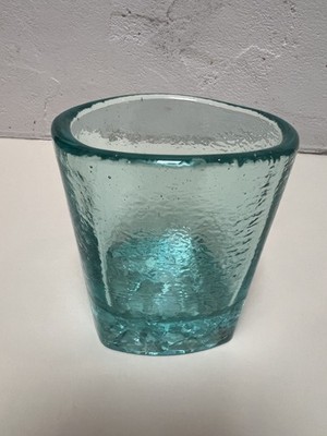 Aqua Fire and Light signed recycled On The Rocks glass tumbler rare color 