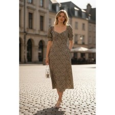 J. CREW Dress Smocked-Sleeve Midi Dress in Floral Style #AO898 - Size 4