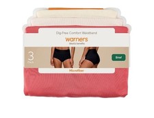 Warners  Blissful Benefits Women's Dig-Free Microfiber Brief 3-Pack Size M 8/10
