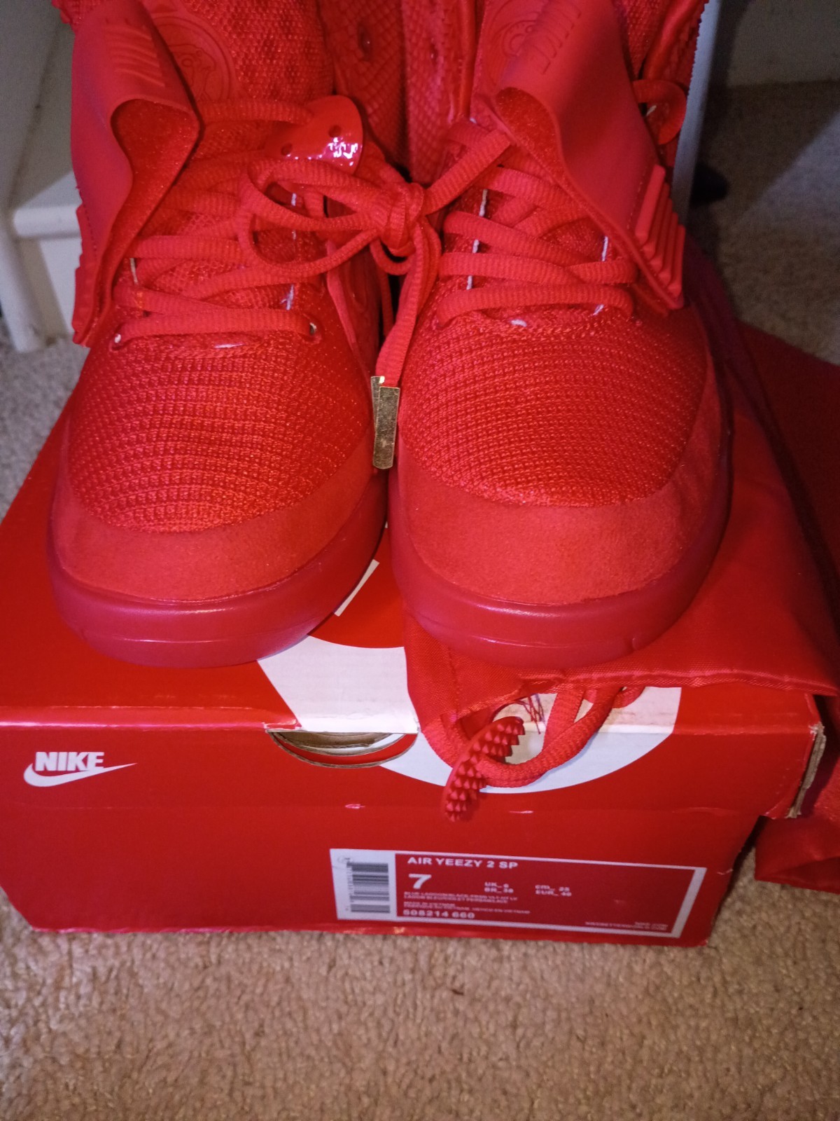 Footwear® Nike Air Yeezy Red Rogue Red October All Red Everything. Size: 7 thumbnail 5