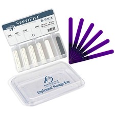 SeptiFile Storage Tray 6 Pack - Replaceable Double-Sided Nail Files - White a...