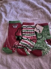 Avon Tiny Tillia Holiday Sock Set, 2012, Red/Green, (ML/MG), Unused, Been Stored