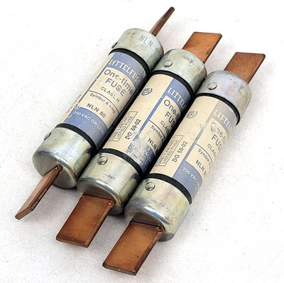 Lot of 3 - NLN80 Littelfuse 80 Amp Fuse Class H - Next Day Option