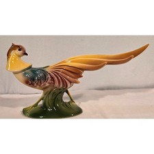 Vintage Mid Century Ceramic Pheasant Bird Figurine Long Tail Japan