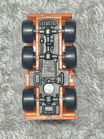 1987 Micro Machines Diecast Dump Truck Vehicle Orange & Black Trunk Bed Galoob