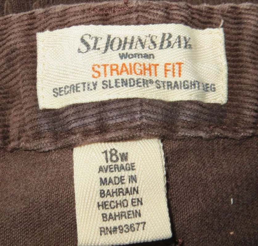 St. John's Bay Corduroy Pants Womens 18W Brown Secretly Slender Straight Leg - Image 3 of 4
