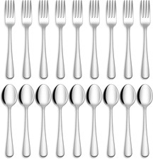 24-Piece Forks and Spoons Silverware Set, Food Grade Stainless Steel Flatware Cu