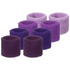 Wristbands Sweatbands, Sports Wrist Bands 3 x 2" 8 Pack Four Kinds of Purple
