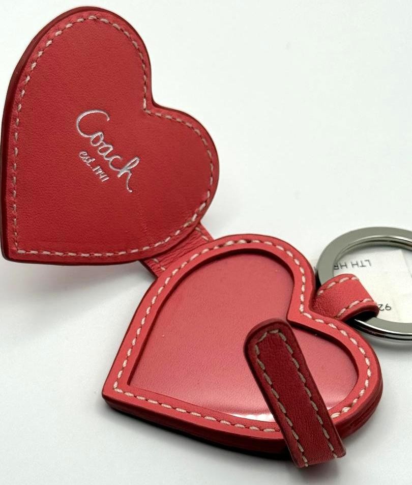 Coach Signature Leather Heart Photo Frame Y2K Key chain Fob 92900