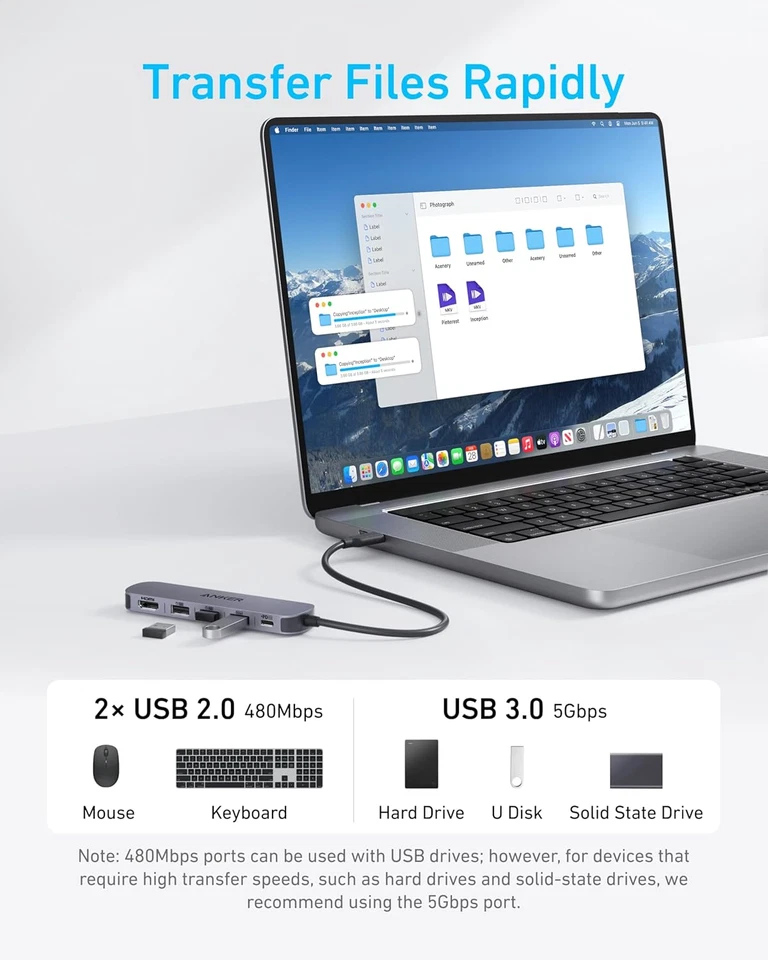Anker Hub USB C, Hub USB 5 en 1 para Portátiles, Adaptador Multipuerto HDMI 4K con 90W Foto 4 de 4
