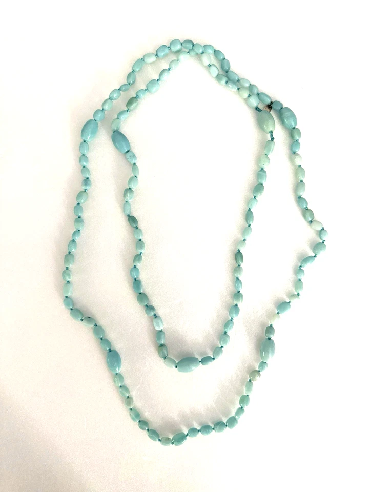 Collar largo apilable con cuentas de piedra azul SAJEN etiqueta de plata 925 firmado Foto 4 de 4