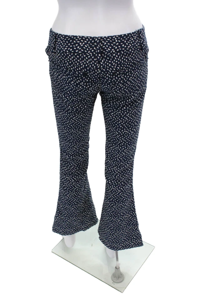 Pantalones Alice + Olivia para mujer tiro medio cremallera acampanados azul marino blanco talla 4 Foto 3 de 4