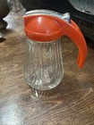 Vintage Diner Syrup Dispenser 1950-1960's Clear Glass With  Red Lid — photo 6