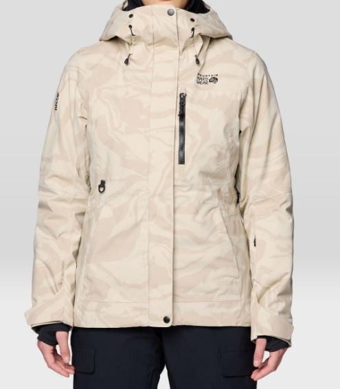 Mountain Hardwear Powder Maven Women Winter Parka Fossil Rockstrata Print - Sz M