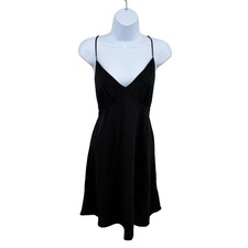 Madewell Women's 14 Mini Slip Dress Black Spaghetti Strap V Neck Evening Casual