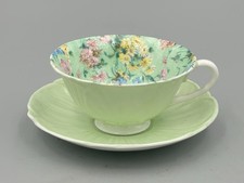 Shelley Melody Chintz Footed Oleander Tea Cup and Saucer