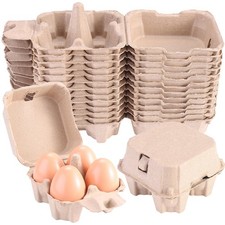 30 Pack Egg Cartons 4 Count, Cheap Bulk Pulp 4 Cell Containers Vintage Easter...