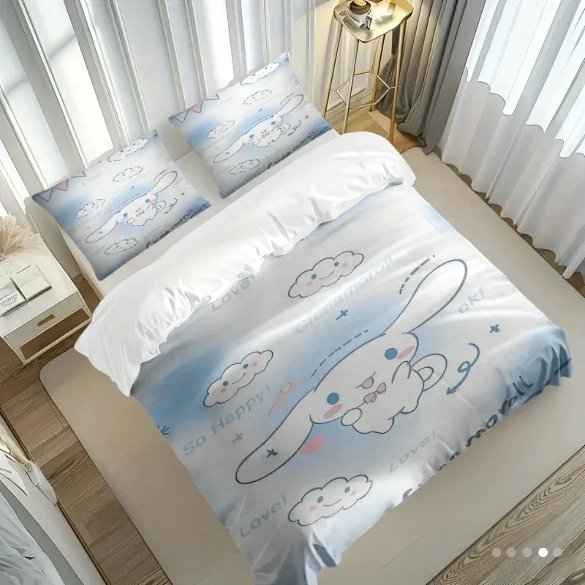 Cinnamoroll Bedding Set Blue Sanrio Full Duvet Cover & Pillowcases