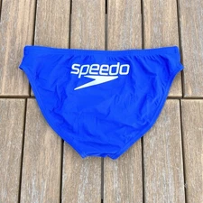 Speedo Men blue with white back logo brief bikini Swimwear size 30 36