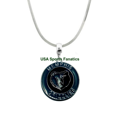 Memphis Grizzlies Round Team Logo Pendant Necklace On A 925 Snake Chain