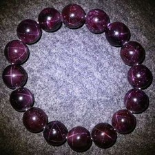 Natural Rose Garnet Star Light Crystal Round Beads Stretch Bracelet 13mm AAA