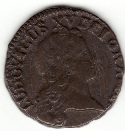 French Colonial, Rare 1723 Q half sol, Seems to be in Brass - Bild 2 von 2