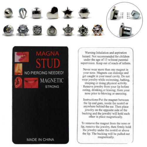 1 Stück Kein Piercing Magnetische Nasenstecker Lippen Ohrstecker Ohrringe < - Bild 4 von 37