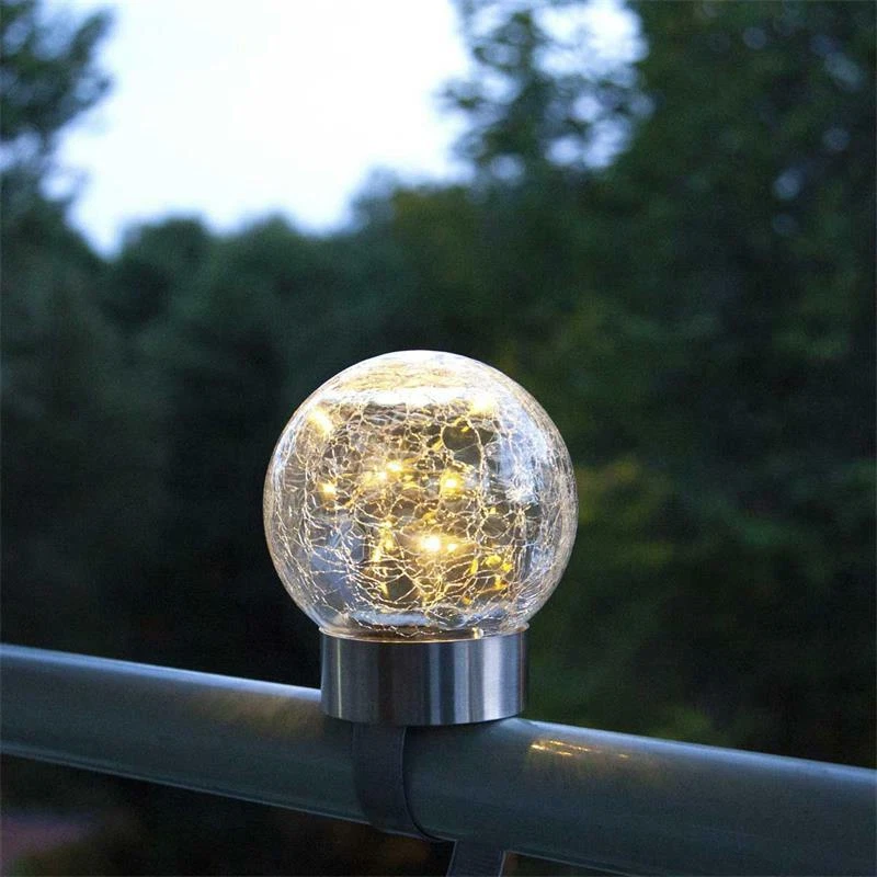 3in1 Solar LED Balkon-Leuchte warmweiß Glaskugel Tisch-Lampe Geländerbeleuchtung - Bild 3 von 4