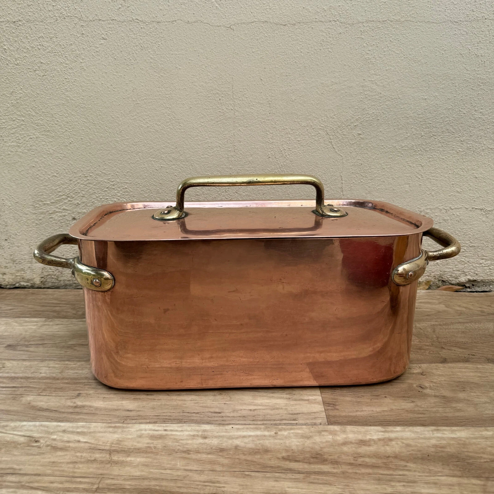 French Copper Daubiere Stock Pot Dovetailed Antique Cookware 15" 3008246