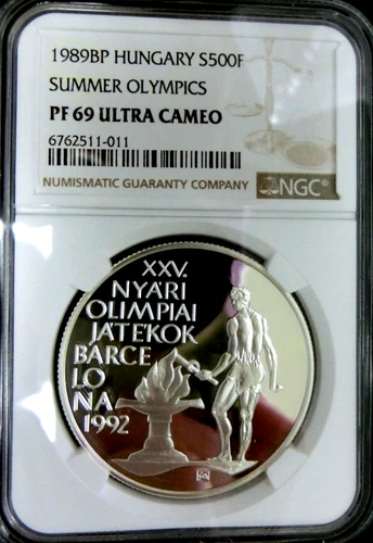 NGC PF69 UC-Hungary 1989 Torch Silver 500 Forint Almost Perfect Proof-No US Send