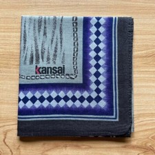 HANDKERCHIEF MEN'S VINTAGE JAPAN GEOMETRIC PLAIN POCKET SQUARE COTTON 17" B0617