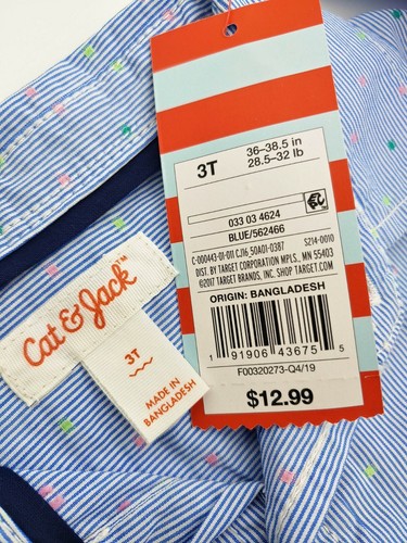 Cat & Jack Toddler Boys Long Sleeve Blue Dots Button Down Shirt Size 3T - Picture 6 of 7