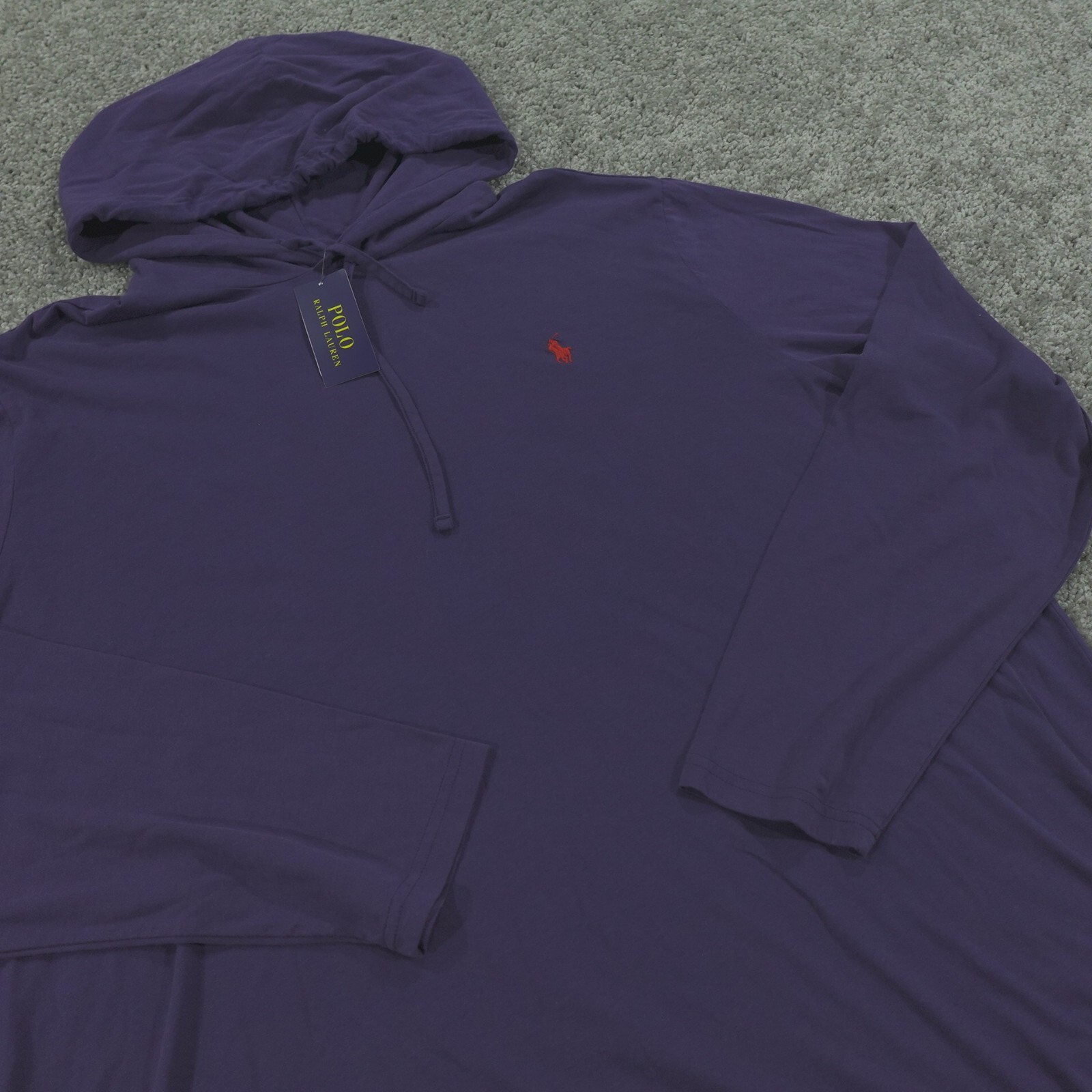 Felpa con cappuccio Polo Ralph Lauren da uomo XXL pull over blu navy pony outwear nuova con etichette