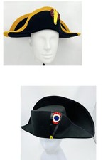 Napoleon French Admiral Captains Black Bicorne Hat Cosplay Woolen Adult Cap Men