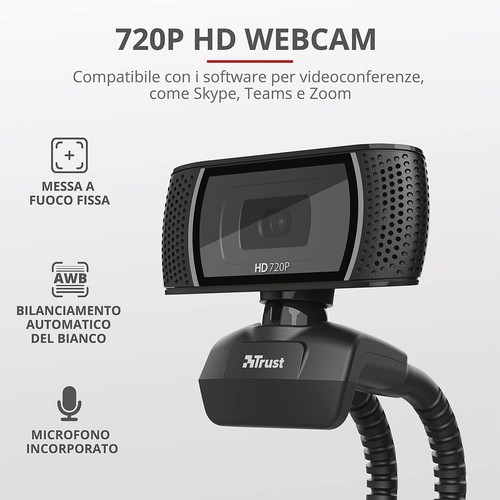 WEBCAM TRUST TRINO HD MICROFONO INCORPORATI 1280 X 720P USB 2.0 SKYPE MESSANGER - Photo 2/11