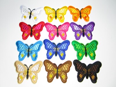 Applikation Aufnäher Stickerei Bügelbild Flicken Kinder Schmetterling DIY
