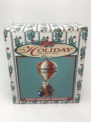 Santa Sitting In A Hot Air Balloon Porcelain Christmas Ornament Free Shipping