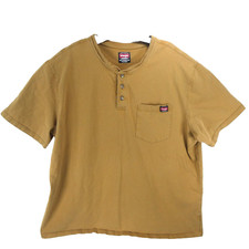 Wrangler Workwear Men's Brown 2XL Short Sleeve 3 Button Pocket Henley Shirt