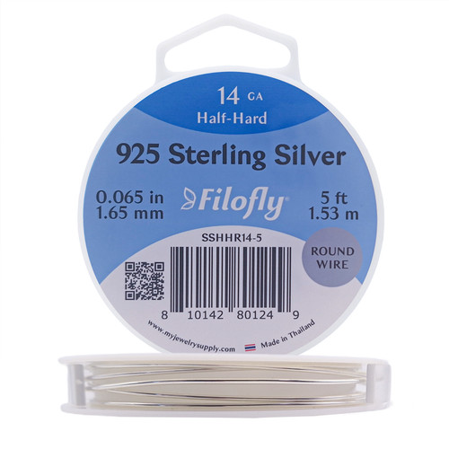 Filofly, 925 Sterling Silver Wire, Half Hard, Round
