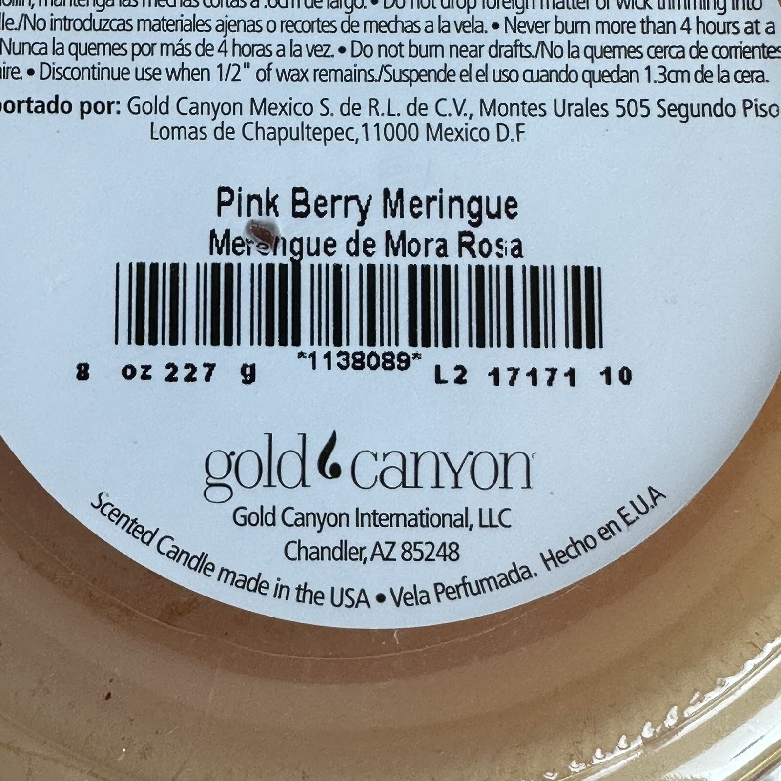 Gold Canyon Candle Small Size 8 Oz NEW Pink Berry Meringue Scented New