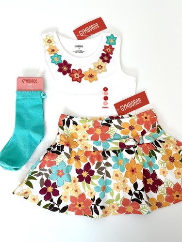 HTF Vintage NWT Gymboree 2009 JUNGLE GEM 3pc Summer Set Top 5, Skort 4, Socks - Picture 8 of 9